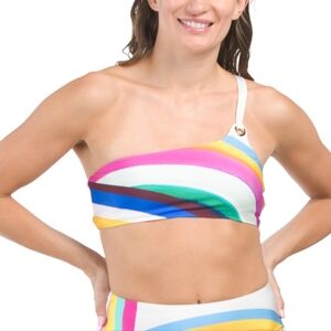 #10768-18 SUNSHINE 79 Rainbow One Shoulder Top French Cut Swimsuit Size 8 & 14